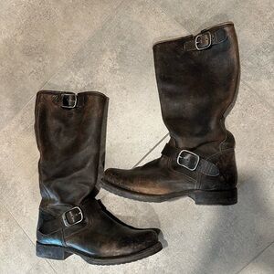 Frye Veronica Slouch Boots Antique Black Distressed Size 9